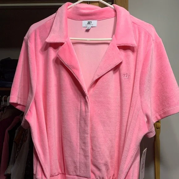 New! Juicy Couture Pink Velour Romper 1X